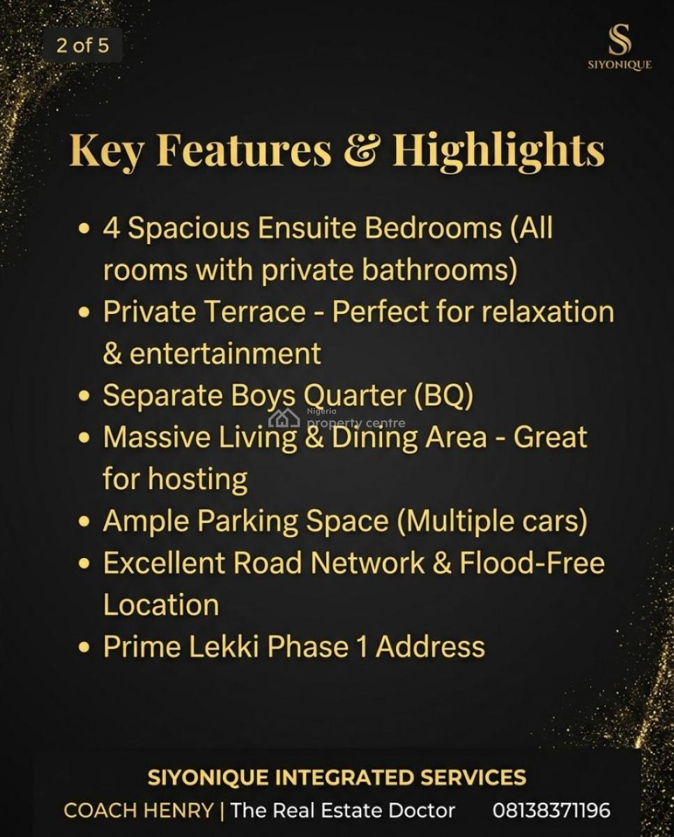 Unique Premium 4 Bedroom Terrace Duplex with Bq, with Seperate Gate, Lekki Phase 1, Lekki, Lagos, Terraced Duplex for Sale
