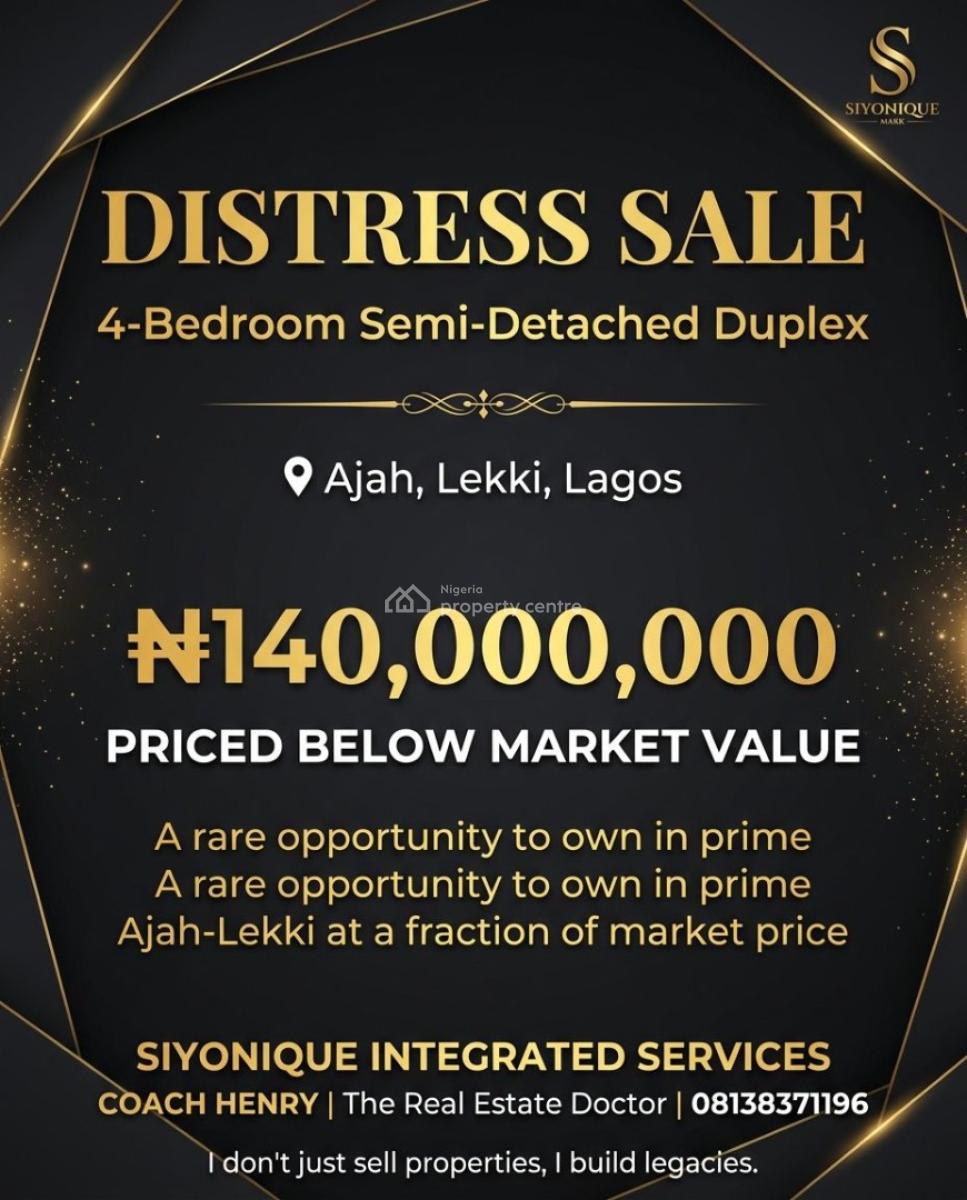 Premium 4 Bedroom Semi Detached Duplex Suitable for Mortgage, Ajah, Lagos, Semi-detached Duplex for Sale