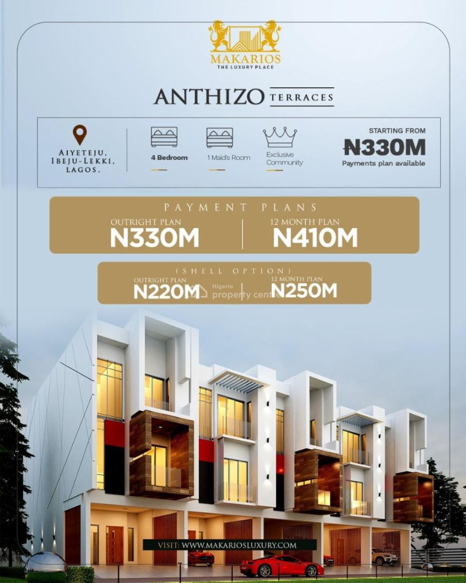 Luxury Duplex Facing The Expressway Ibeju -lekki, Anthizo Terraces Aiyeyeju, Ibeju Lekki, Lagos, Terraced Duplex for Sale
