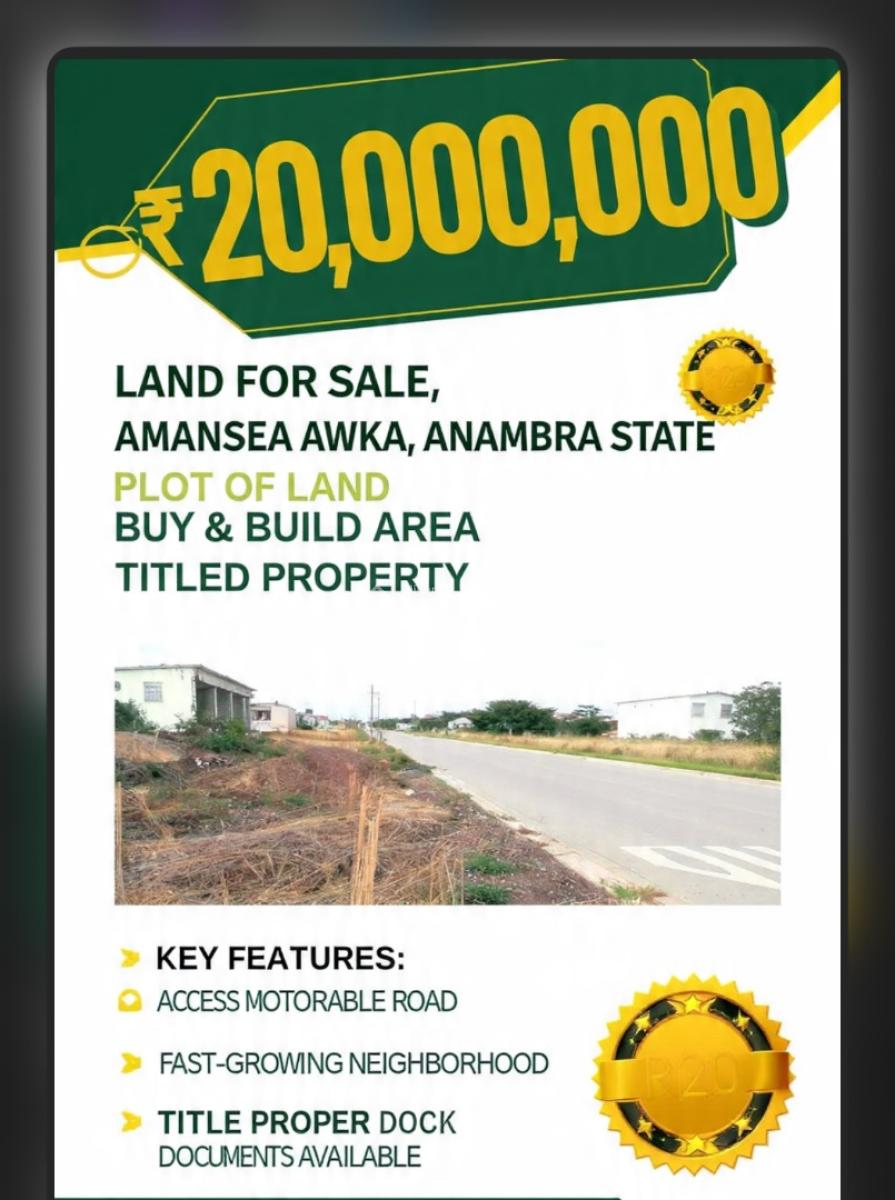 Plots of Land in a Buy and Build Location, Amansea, Awka, Anambra, Land for Sale