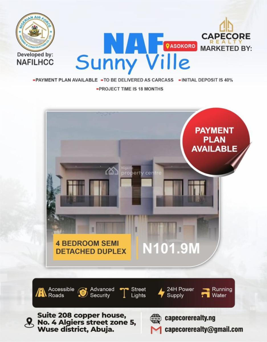4 Bedroom Semi-detached Duplex, Nigeria Airforce Estate, Asokoro District, Abuja, Semi-detached Duplex for Sale