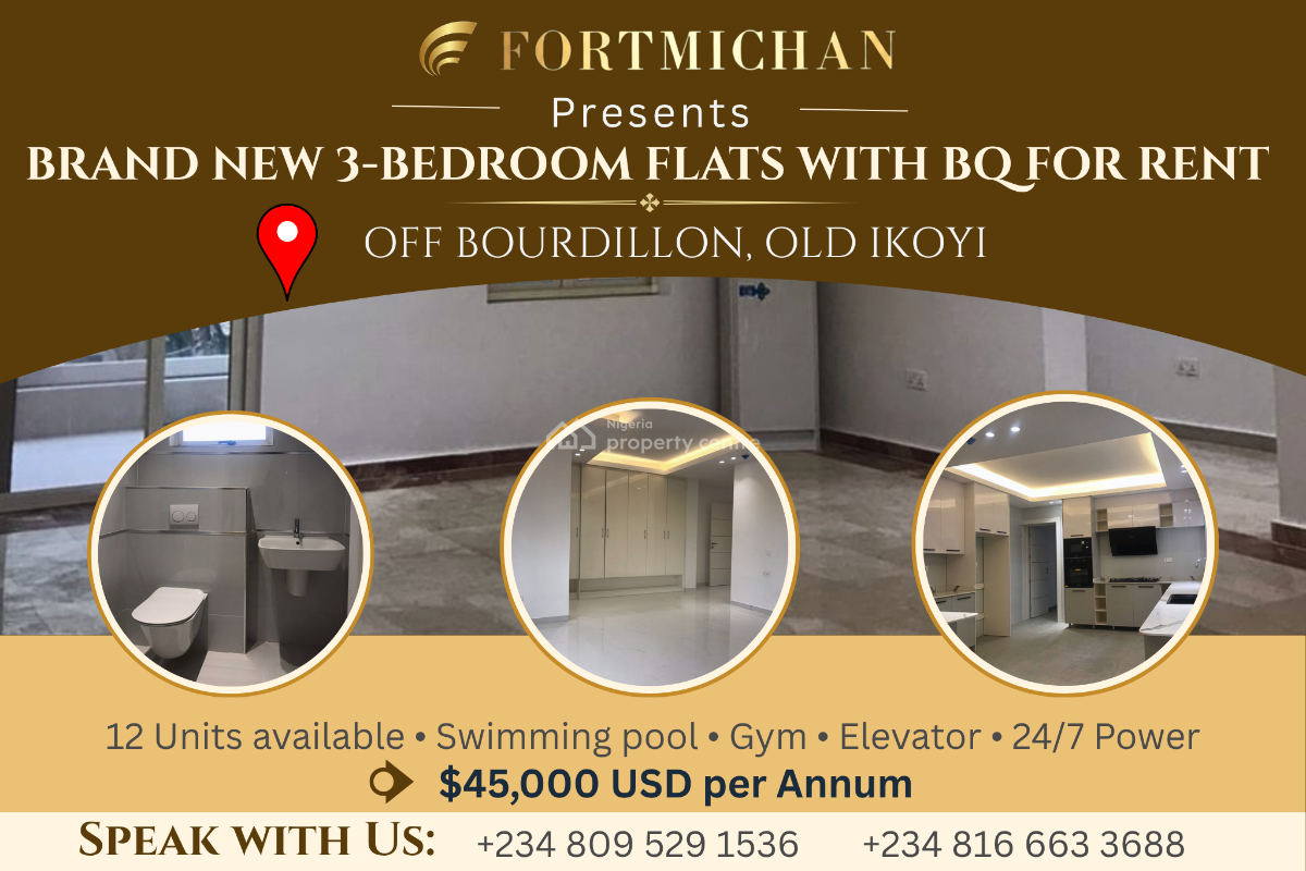 Brand New 3-bedroom Apartments with Bq, Off Bourdillon, Old Ikoyi, Ikoyi, Lagos, Flat / Apartment for Rent