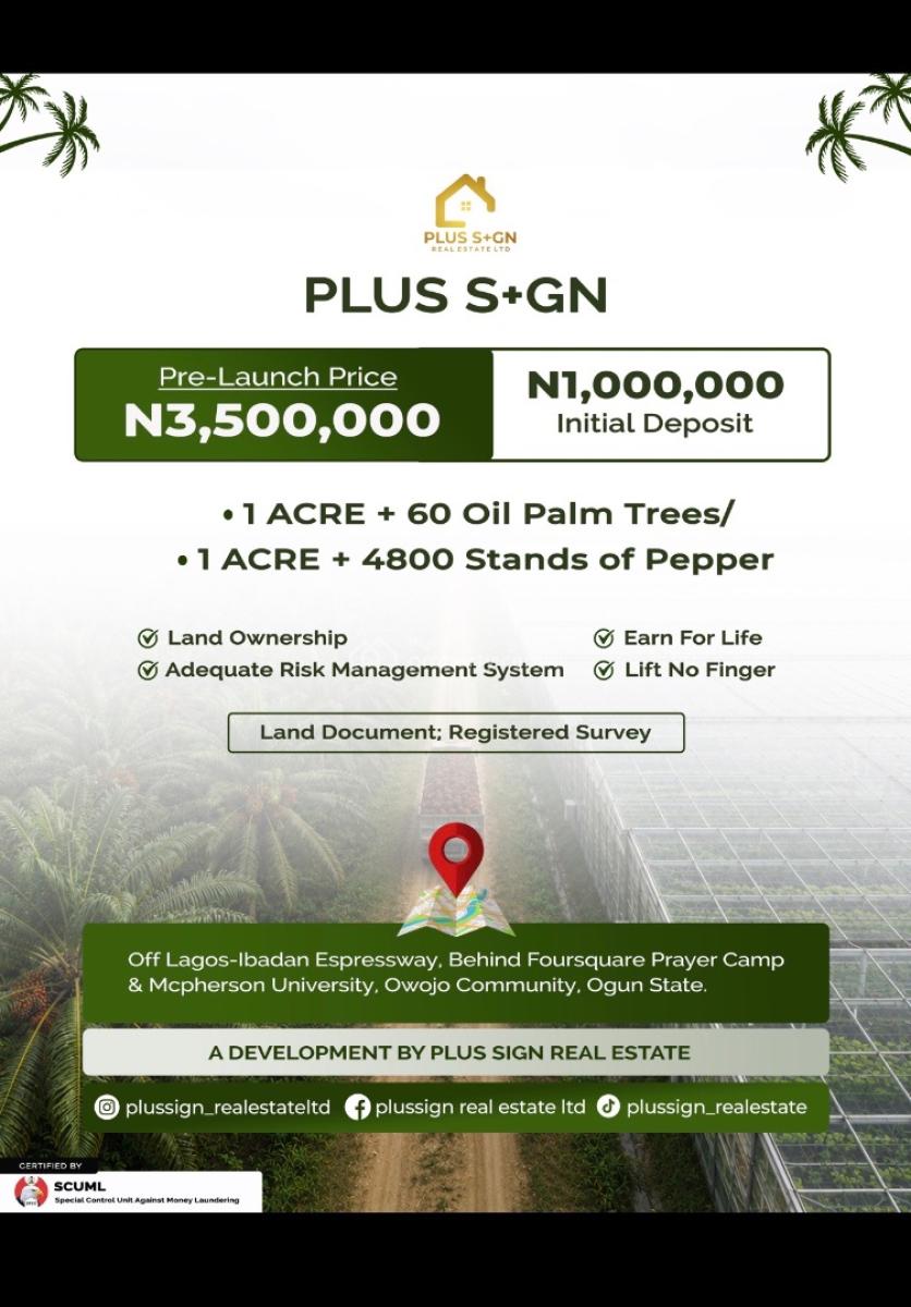 Pepper and Oil Palm Farmland, Owojo, Mowe Ofada, Ogun, Land for Sale
