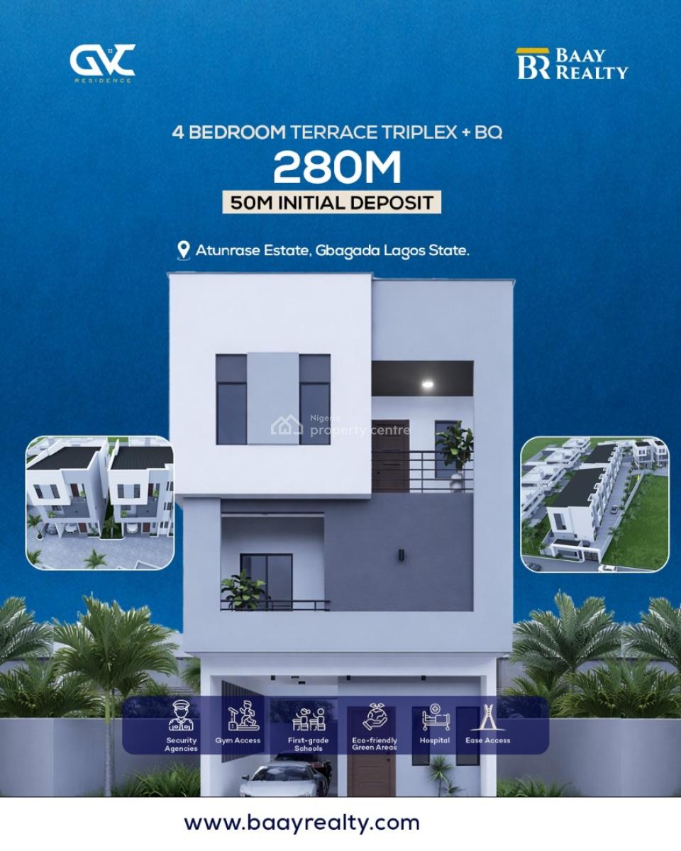 4 Bedroom Terrace Triplex with Bq, Gbagada, Lagos, House for Sale