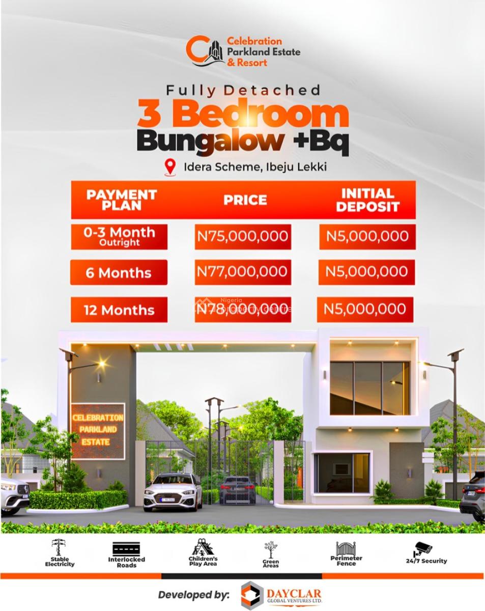 Luxury 3 Bedroom Bungalow with Bq, Idera Scheme 2, Ibeju Lekki, Lagos, Detached Bungalow for Sale