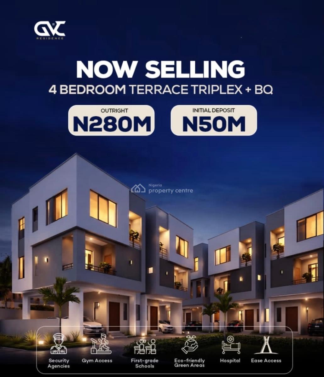 Off Plan 4 Bedroom Terrace Triplex with Bq, Conversation Road, Lekki, Lagos, Terraced Duplex for Sale