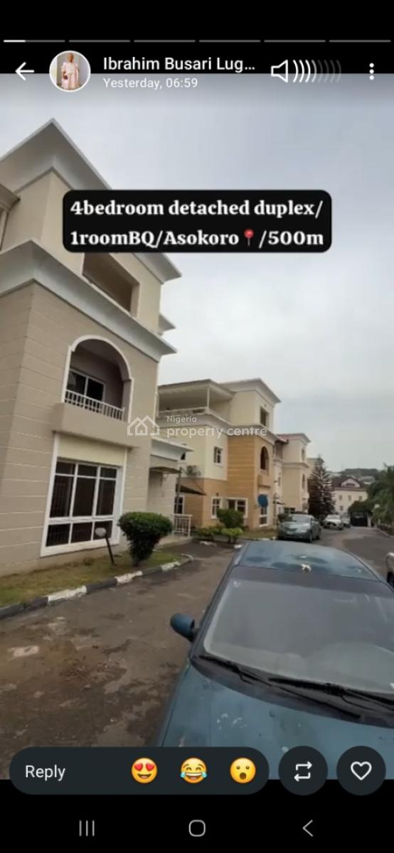 4 Bed 1bq Detached Duplex, Asokoro, Asokoro District, Abuja, Detached Duplex for Sale
