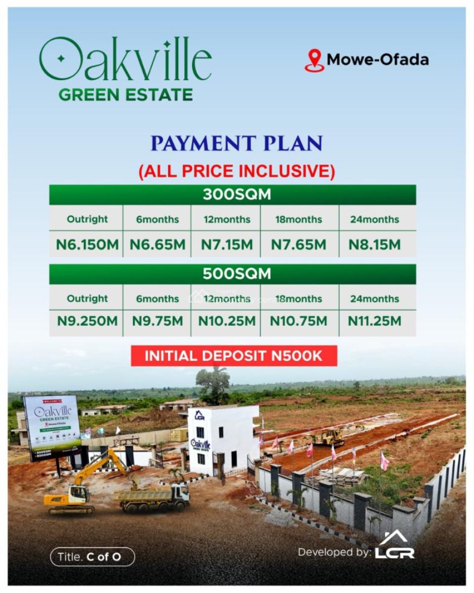 Oakville Green  Estate,  Mowe-ofada*with 24months Payment Plan, Mowe Ofada, Ogun, Mowe Ofada, Ogun, Residential Land for Sale