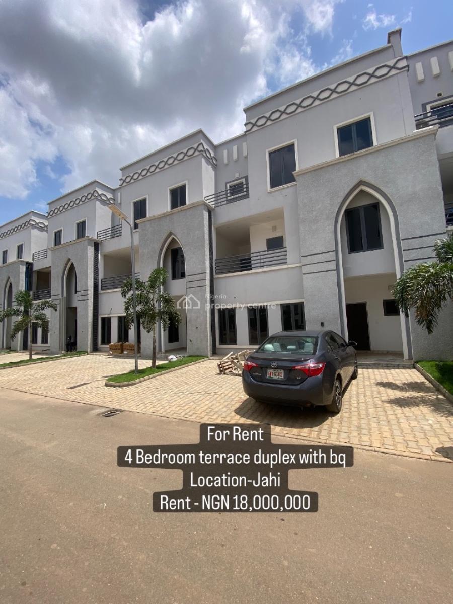 4 Bedroom Terrace with Bq, Jahi, Abuja, Terraced Duplex for Rent
