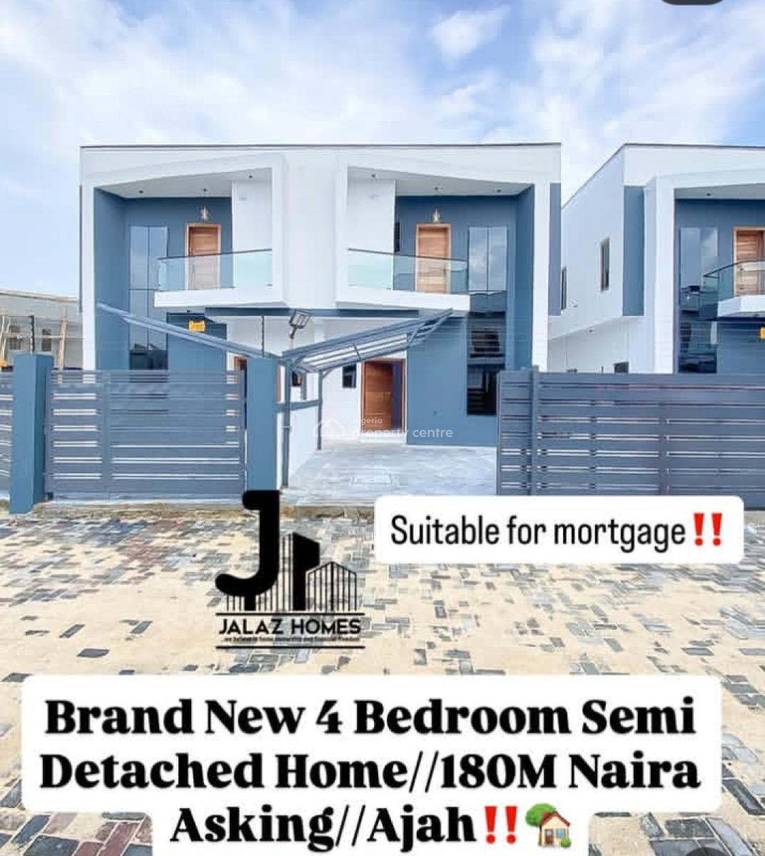 Brand New 4 Bedroom Semi Detached Duplex, Ajah, Lekki, Lagos, Semi-detached Duplex for Sale