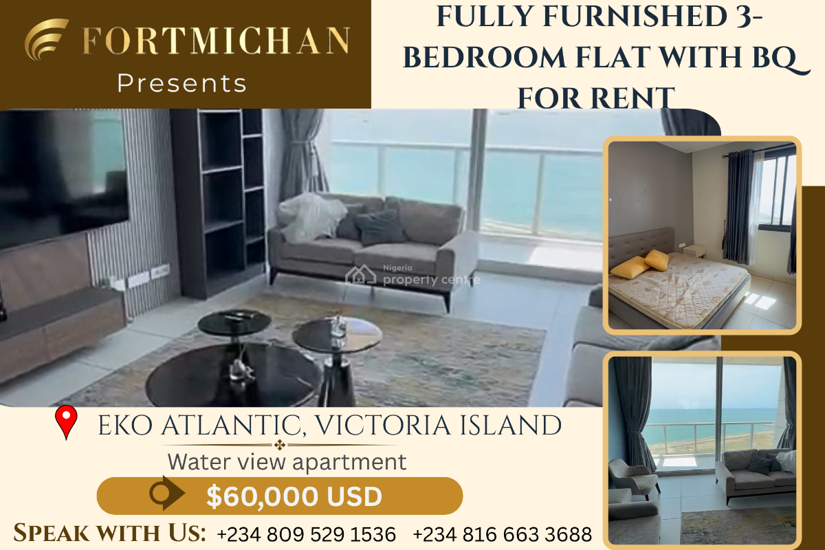Fully Furnished Waterfront 3-bedroom Apartment with Bq, Eko Atlantic City, Victoria Island (vi), Lagos, Flat / Apartment for Rent