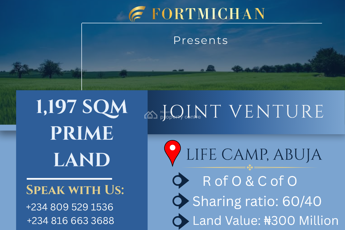 1,197 Sqm Prime Land, Life Camp, Abuja, Land Joint Venture