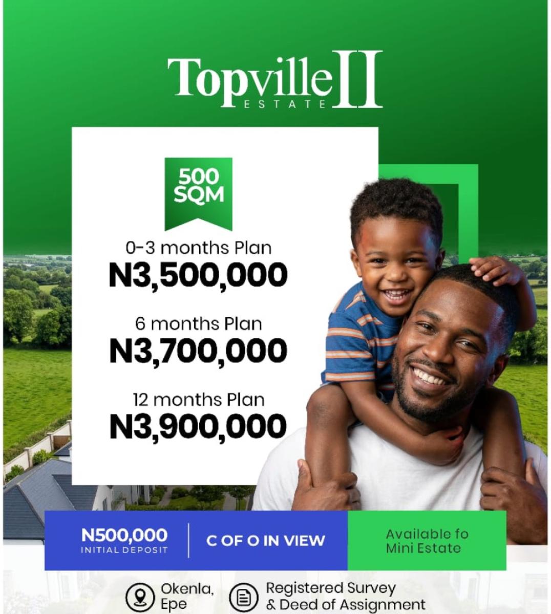 Affordable and Verified Dry Land, Topville 2 Located 30mins Drive From Igbonla Model College Okerala, Epe, Lagos, Mixed-use Land for Sale