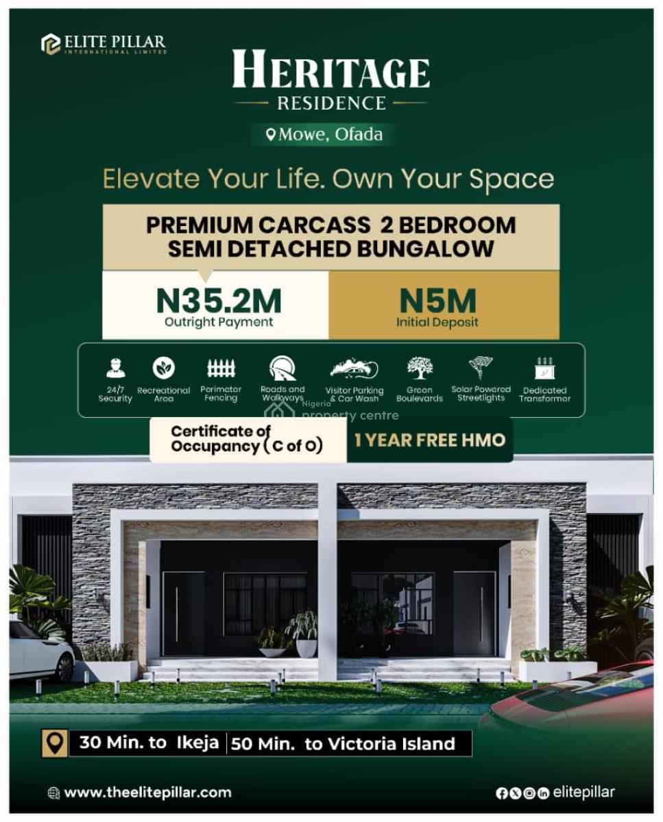 Own a Solar Powered Home , Enjoy Free Hmo Upon Securing Your Unit, Enjoy Premium Living with Easy Access to Ikeja Airport, Mowe Ofada, Ogun, Semi-detached Bungalow for Sale