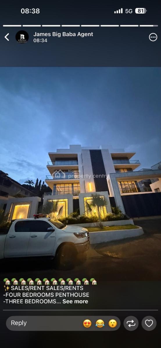 Luxury and Serviced 2bedroom Apartment, 4bedroom Penthouse with Bq and, Asokoro, Asokoro District, Abuja, Flat / Apartment for Rent