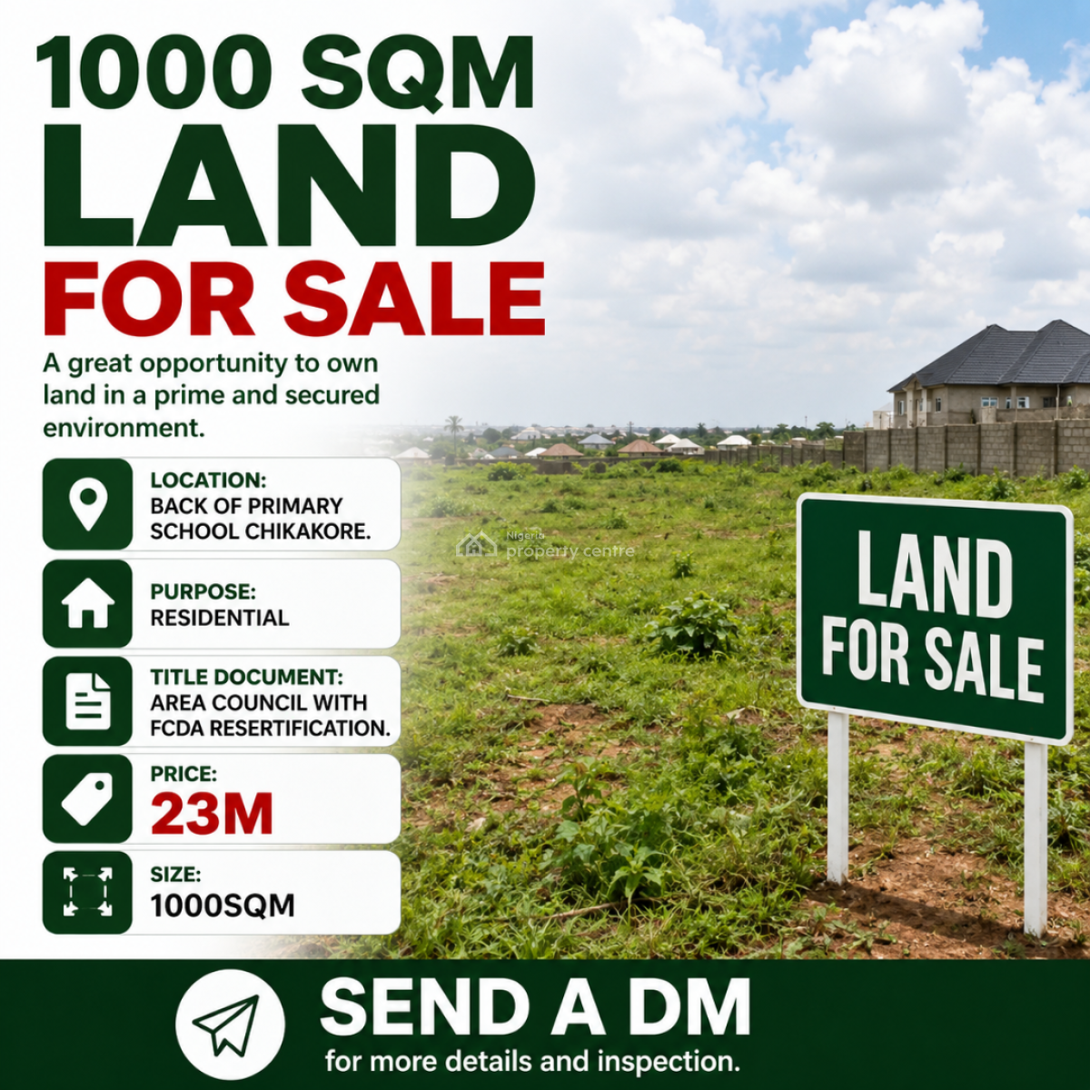 1000 Sqm Land, Chikakore, Back of Primary School, Kubwa, Abuja, Residential Land for Sale