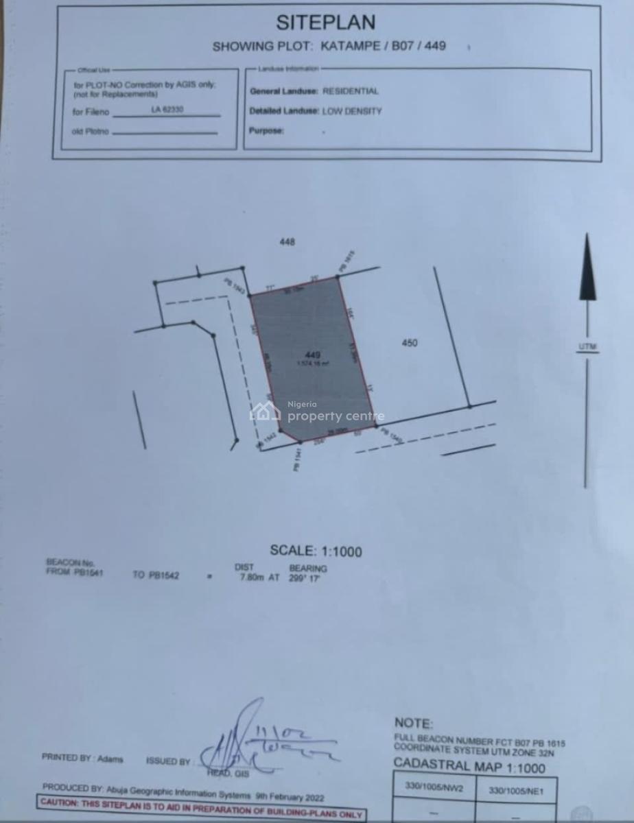C of O Private Residential Land, Katampe (main), Katampe, Abuja, Residential Land for Sale