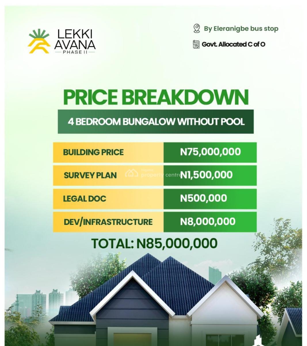 4 Bedroom Bungalow Without Pool, *lekki Avana Phase 2 Along The Lekki- Epe Expressway, Ibeju Lekki, Lagos, Detached Bungalow for Sale