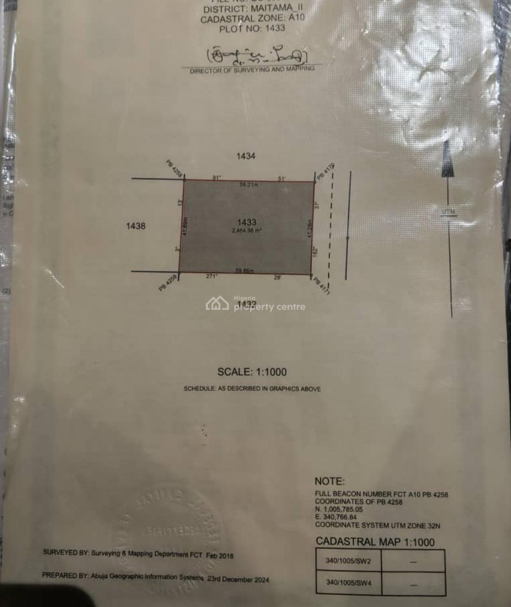 2,400sqm Good Land with Cofo, Maitama 2, Maitama District, Abuja, Land for Sale