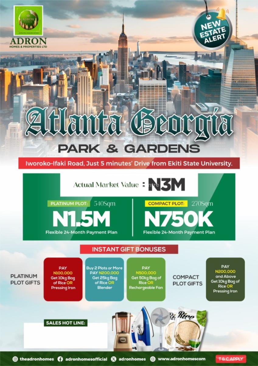 Atlanta Park and Gardens Ekiti, Iworoko Ekiti, Irepodun/ifelodun, Ekiti, Mixed-use Land for Sale