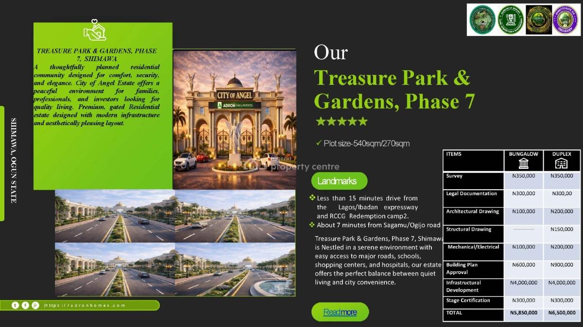 Treasure Park and Gardens City of Angels, 15 Minutes Drive From The Redeem Christian Church of God, Old Auditori, Simawa, Ogun, Mixed-use Land for Sale