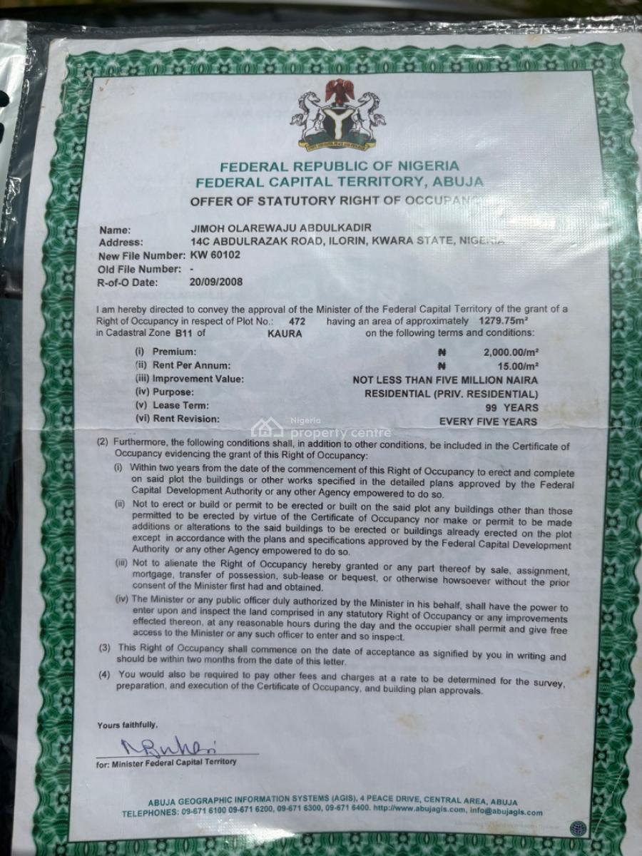 Residential Plot, Kaura District, Kaura, Abuja, Residential Land for Sale