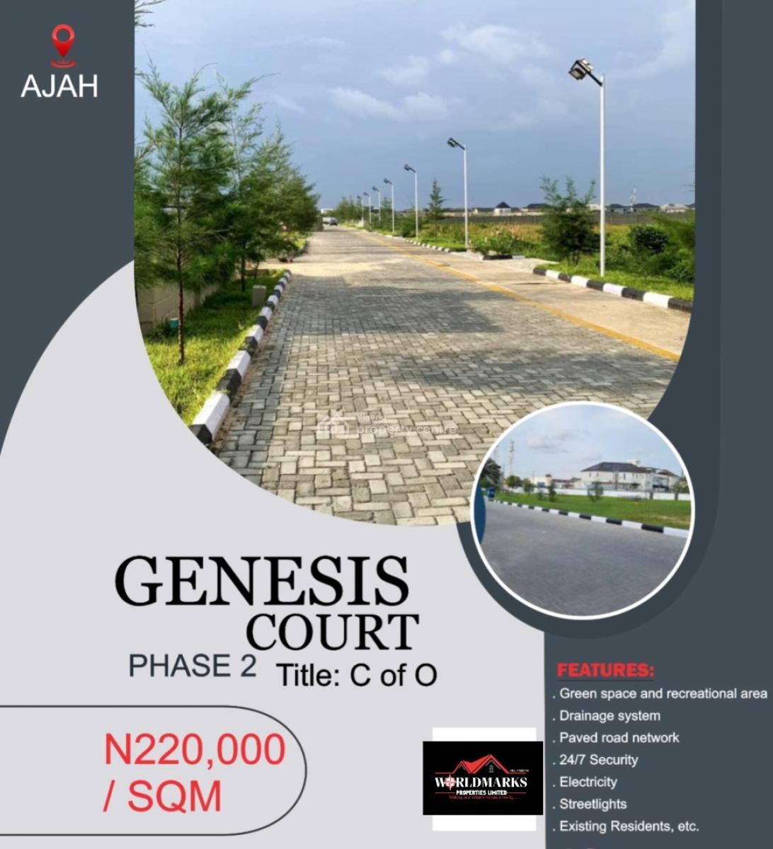 Land with C of O, Genesis Court Estate Beside Cooperative Estate, Ajah, Lagos, Residential Land for Sale