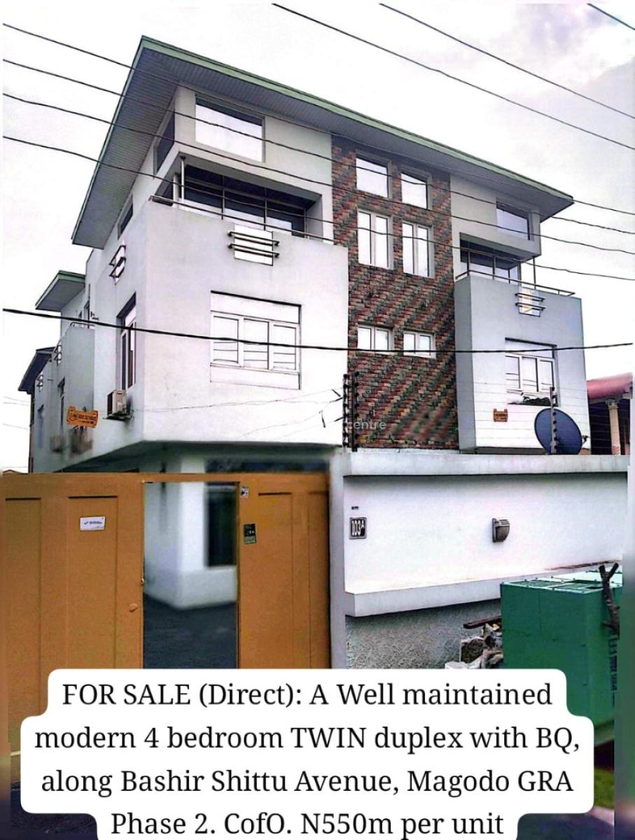 Contemporary 4 Bedroom Twin Detached Duplex with Bq., Magodo,gra Phase 2,shangisha, Gra Phase 2, Magodo, Lagos, Detached Duplex for Sale