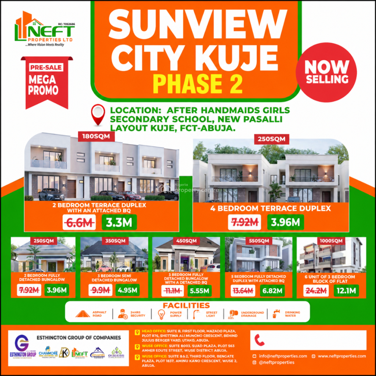 2 Bedroom Terrace Duplex with an Attached Bq, Sunview City Estate Phase 2, Kuje, Abuja, Residential Land for Sale