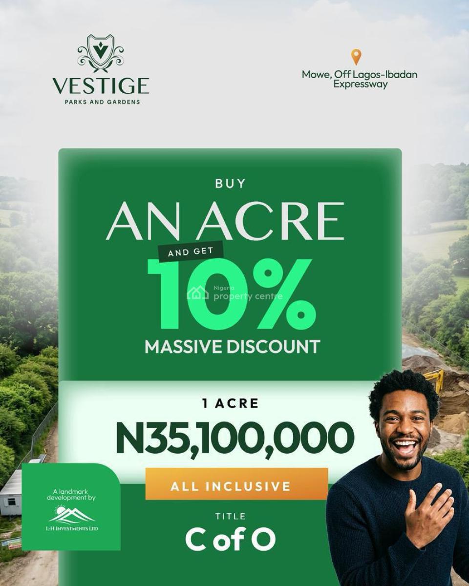 Vestige Park & Garden Is a C of O Land in a Strategic Location, 15 Minutes From The Lagos-ibadan Expressway, Mowe Ofada, Ogun, Residential Land for Sale