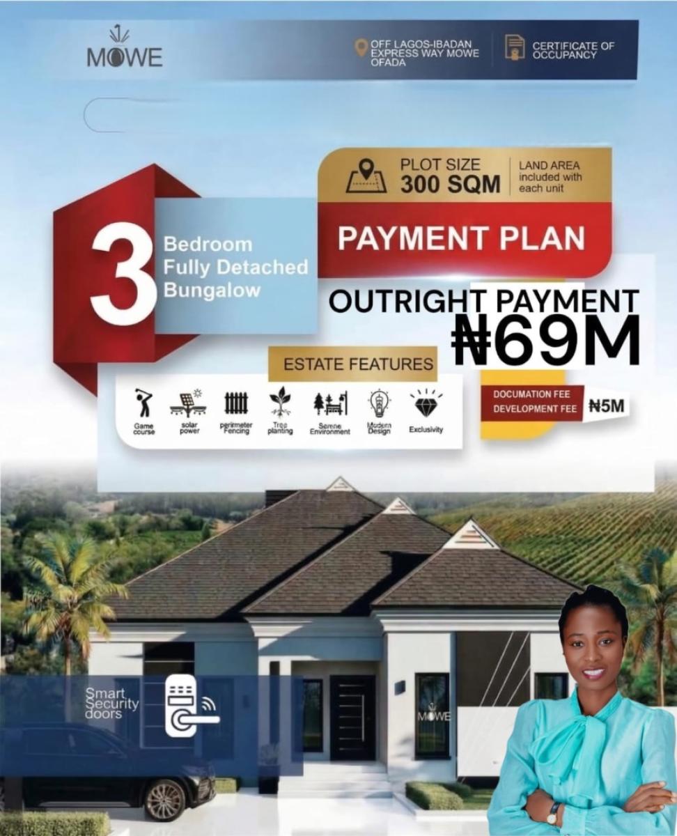 3 Bedroom Fully Detached Bungalow with C/o, Mowe., Mowe Ofada, Ogun, Detached Duplex for Sale