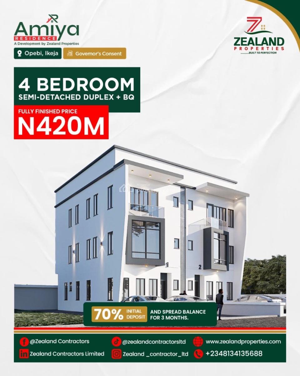 4 Bedroom Semi-detached Duplex + Bq, Opebi, Ikeja, Lagos, Semi-detached Duplex for Sale
