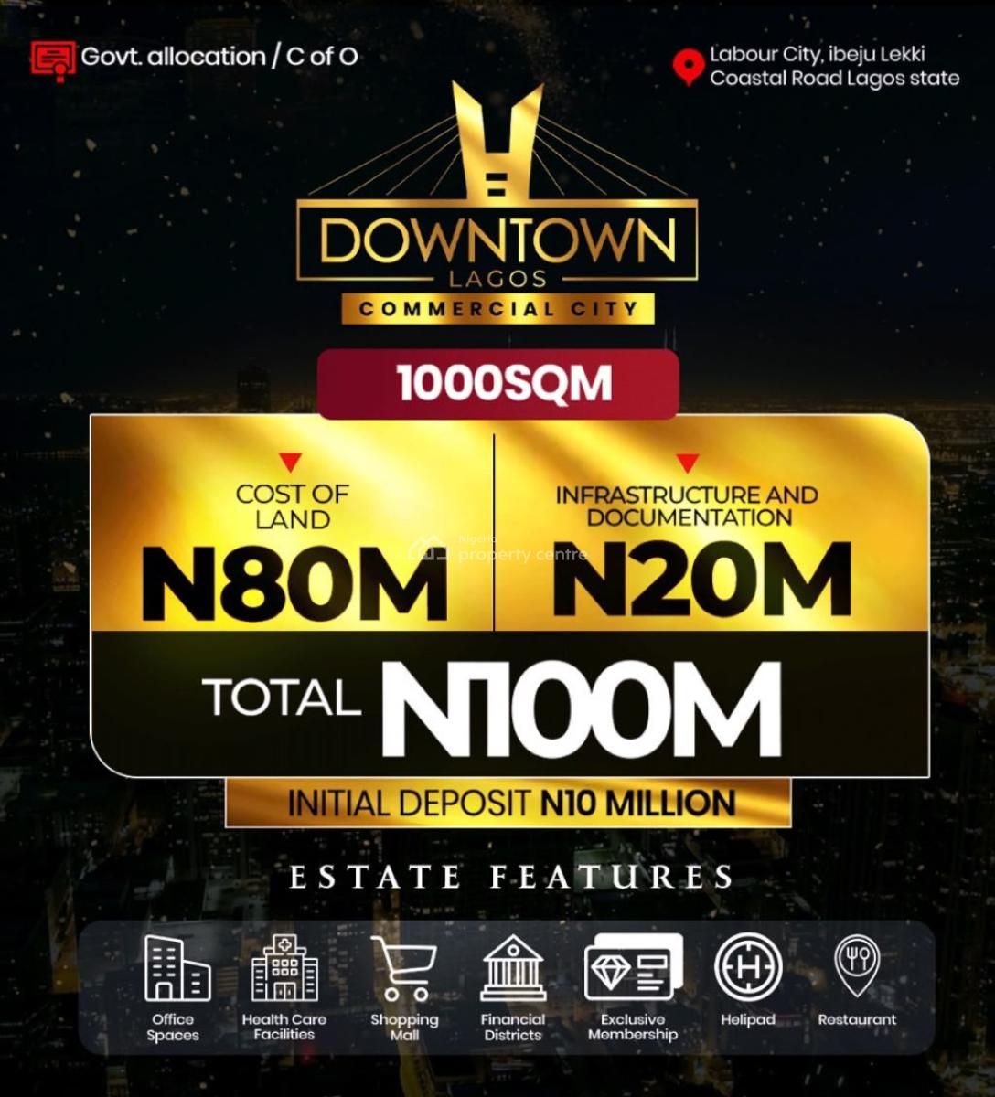 Commercial Land with Government Allocation and C of O, Downtown Lagos Commercial City Labour City Before Free Trade Zone, Ibeju Lekki, Lagos, Commercial Land for Sale