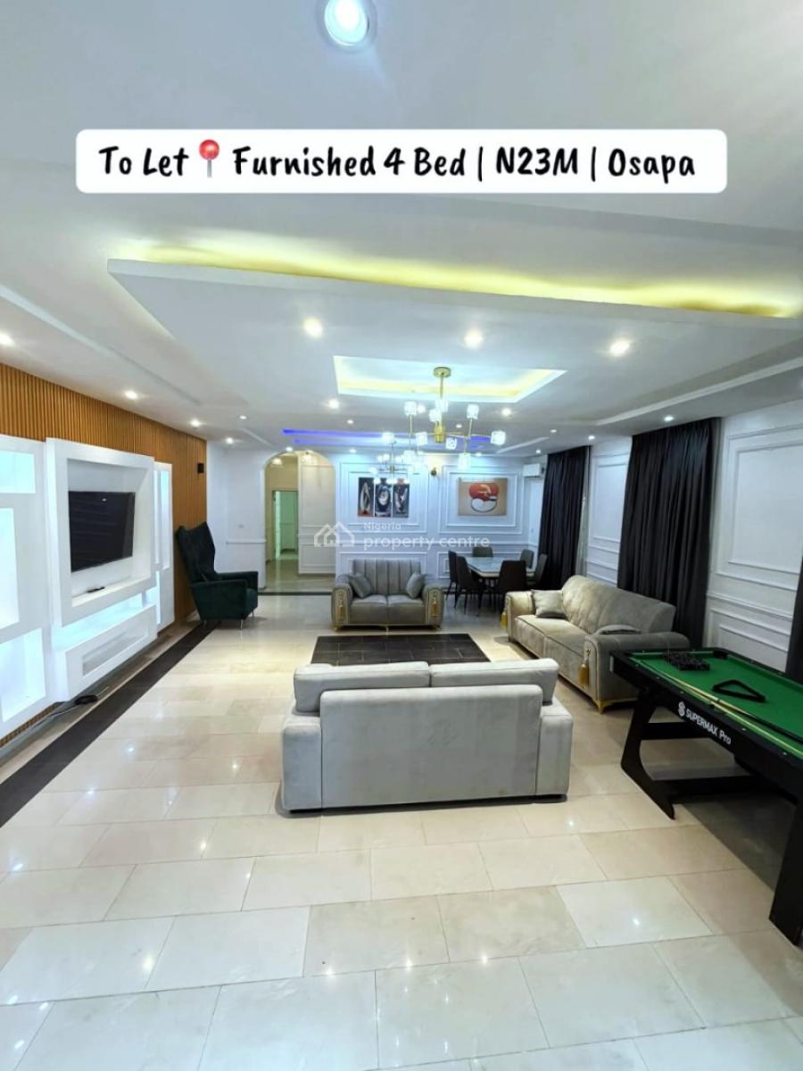 4 Bedroom Fully Furnished Semi-detached Duplex, Osapa, Lekki, Lagos, Semi-detached Duplex for Rent