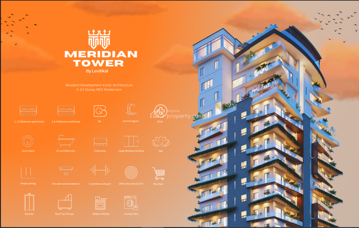 Meridian Tower// Spacious 2/3 Bedroom Apartments with Ocean View, Oko-awo Street, Victoria Island (vi), Lagos, Flat / Apartment for Sale