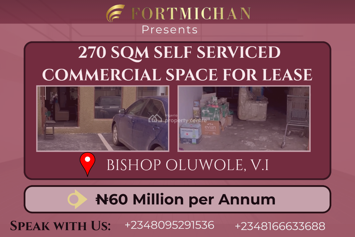 270 Sqm Self Serviced Commercial Space, Bishop Oluwole, Victoria Island (vi), Lagos, Commercial Property for Rent