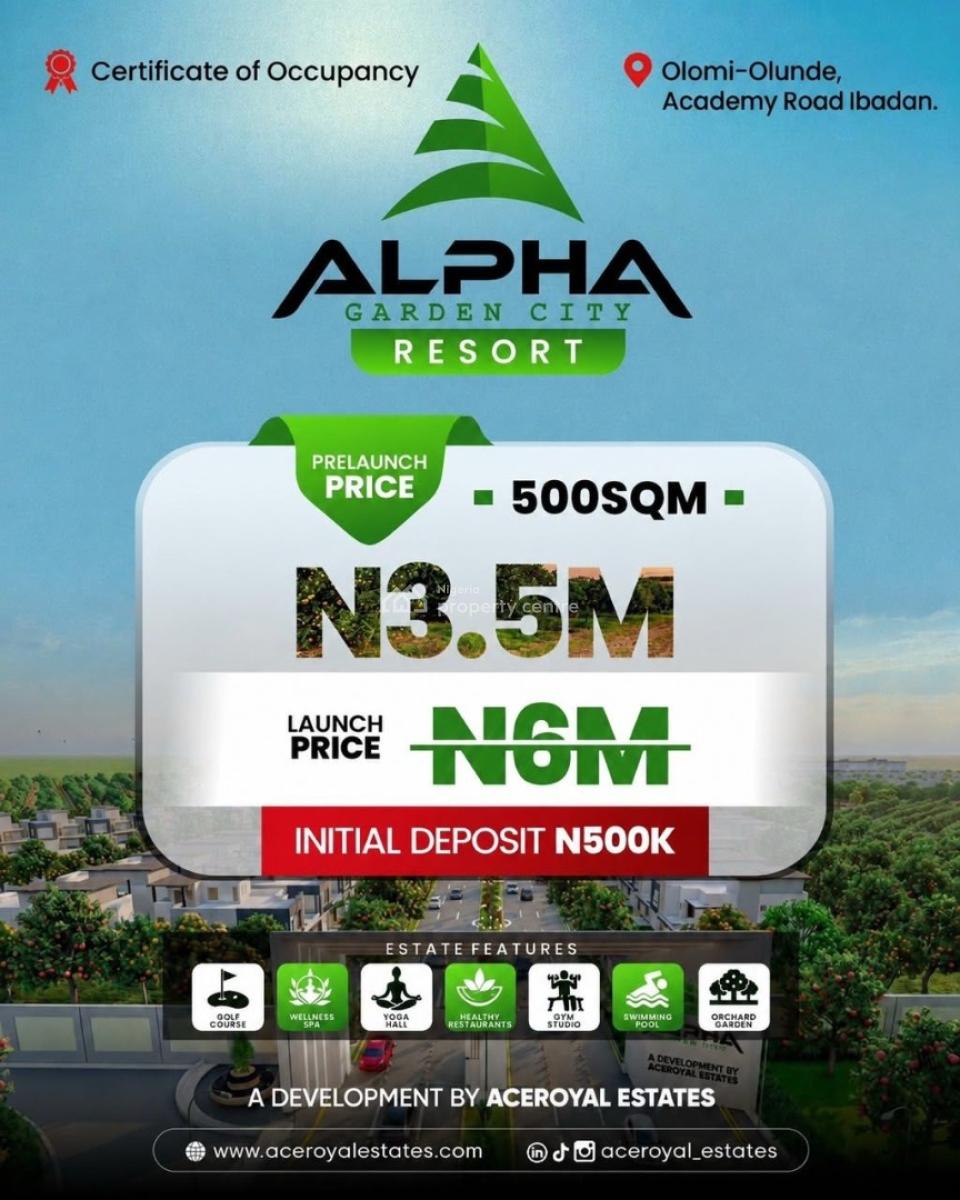 Alpha Garden City Resort (c of O), Olomi- Olunde Academy Road, Ibadan, Ibadan, Oyo, Residential Land for Sale