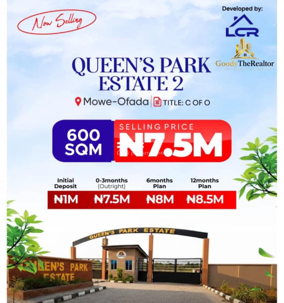 Land with C of O, Queens Hones Estate, Mowe Ofada, Ogun, Residential Land for Sale