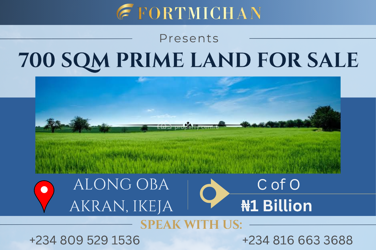 700 Sqm Prime Land, Along Oba Akran, Ikeja, Lagos, Land for Sale