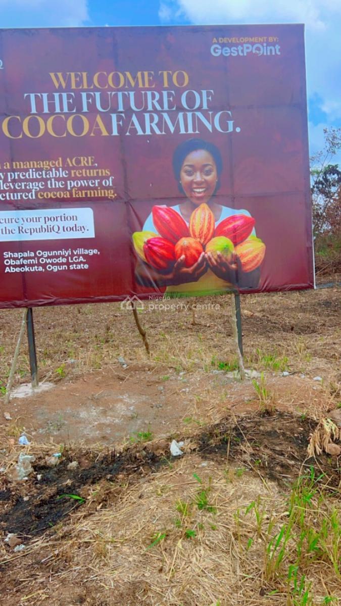 Cocoa Farm Land, Shapala Village, Obafemi Owode, Ogun, Commercial Land for Sale