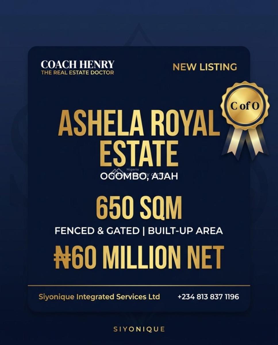 Distress 100% Dry Land with C of O with Fence on Conner Piece, Ogombo, Ajah, Lagos, Mixed-use Land for Sale