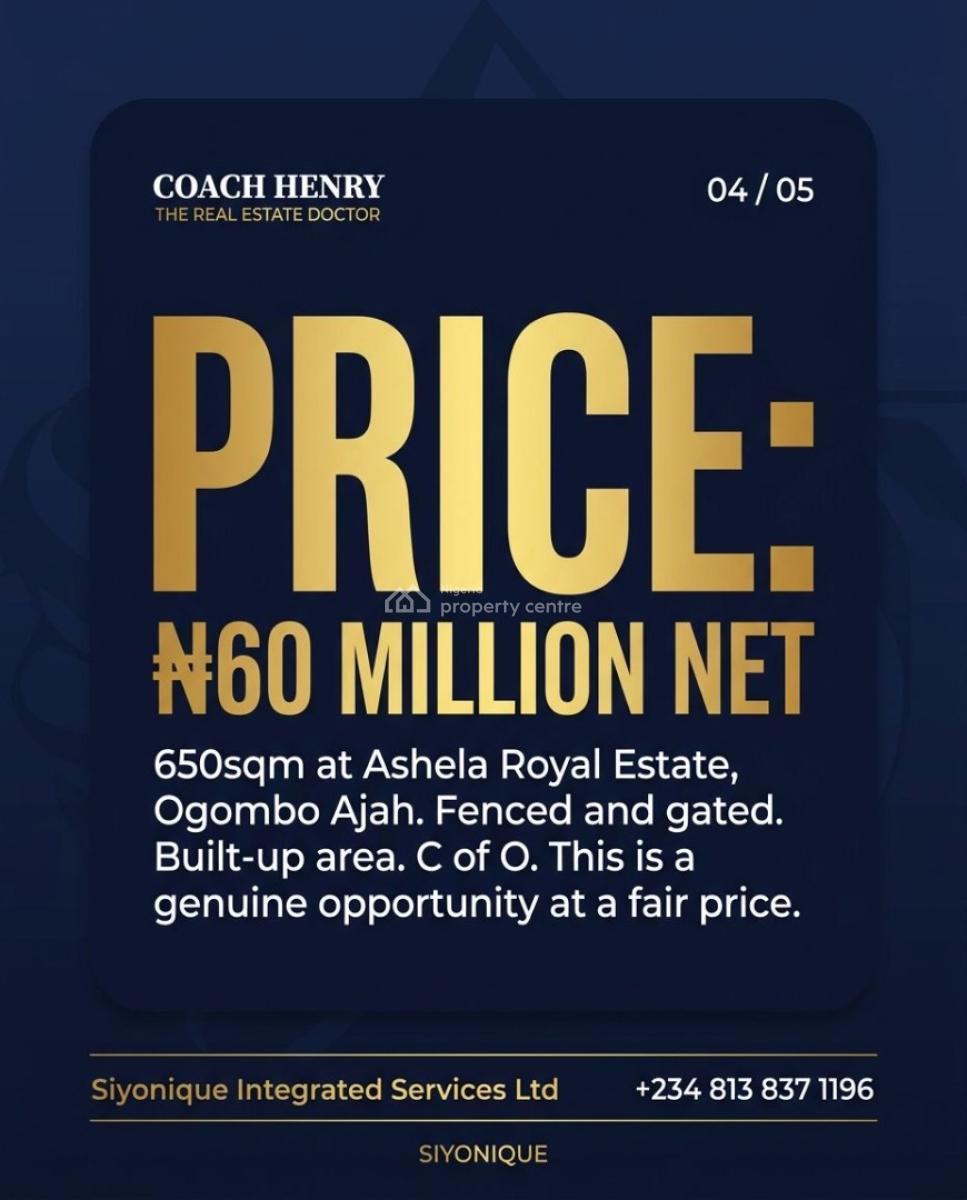 Distress 100% Dry Land with C of O with Fence on Conner Piece, Ogombo, Ajah, Lagos, Mixed-use Land for Sale