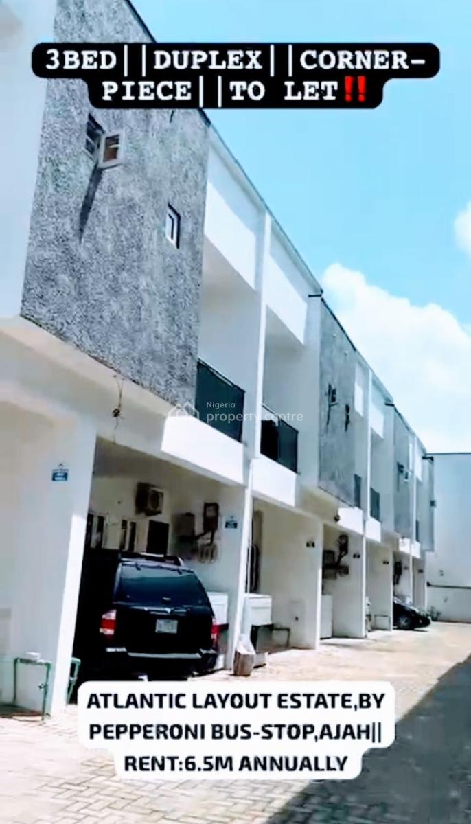 Luxury 3 Bedroom Terrace Duplex Corner Piece, Atlantic Nominee, Ajah, Lekki Phase 2, Lekki, Lagos, Terraced Duplex for Rent