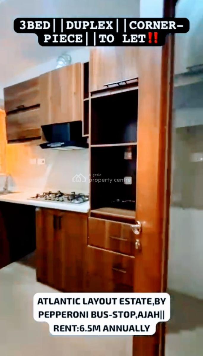 Luxury 3 Bedroom Terrace Duplex Corner Piece, Atlantic Nominee, Ajah, Lekki Phase 2, Lekki, Lagos, Terraced Duplex for Rent