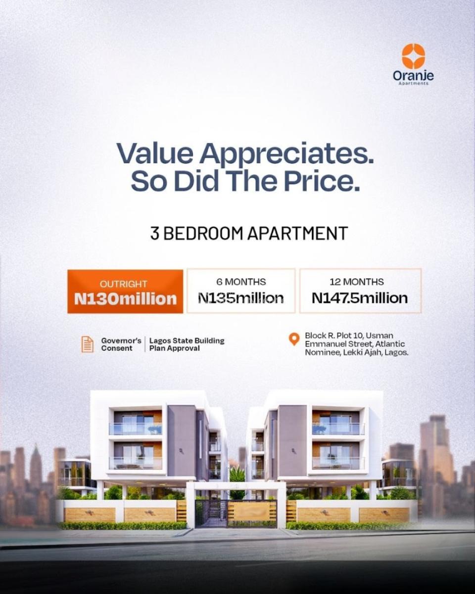 Luxury 3 Bedroom Apartment in a Prime Estate, Oranje Apartments, Ajah, Lagos, Terraced Duplex for Sale