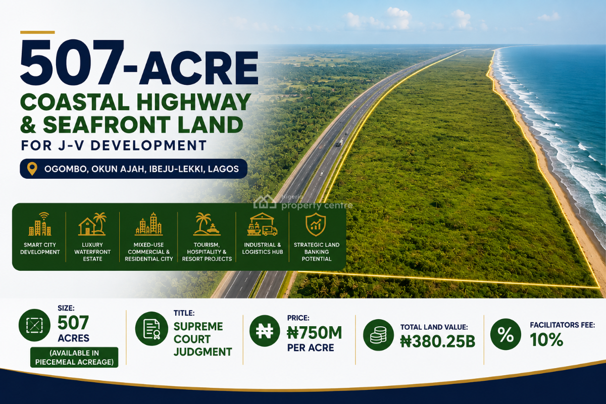 507-acre Coastal Highway & Seafront Land for J-v Development, Ogombo, Okun-ajah, Ajah, Lagos, Mixed-use Land Joint Venture
