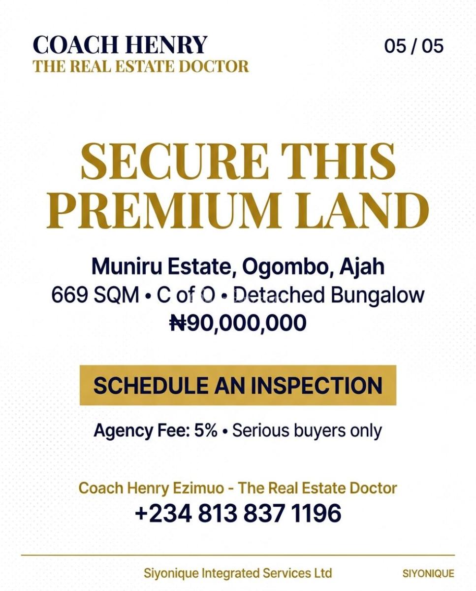 Own a Premium Di Parcel of Land with a Detached Bungalow Already on It