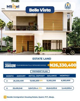 350sqm  Estate Plot Design for 4 Bedroom Detached Duplex with Fcda C/o, Mshel Belle Vista Estate, Kiami, Lugbe District, Abuja, Residential Land for Sale