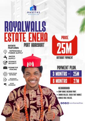 Plots of Estate Land, Royal Walls Estate, Behind Emerid College, Eneka, Port Harcourt, Rivers, Residential Land for Sale