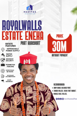 Plots of Estate Land, Royal Walls Estate, Behind Emerid College, Eneka, Port Harcourt, Rivers, Residential Land for Sale